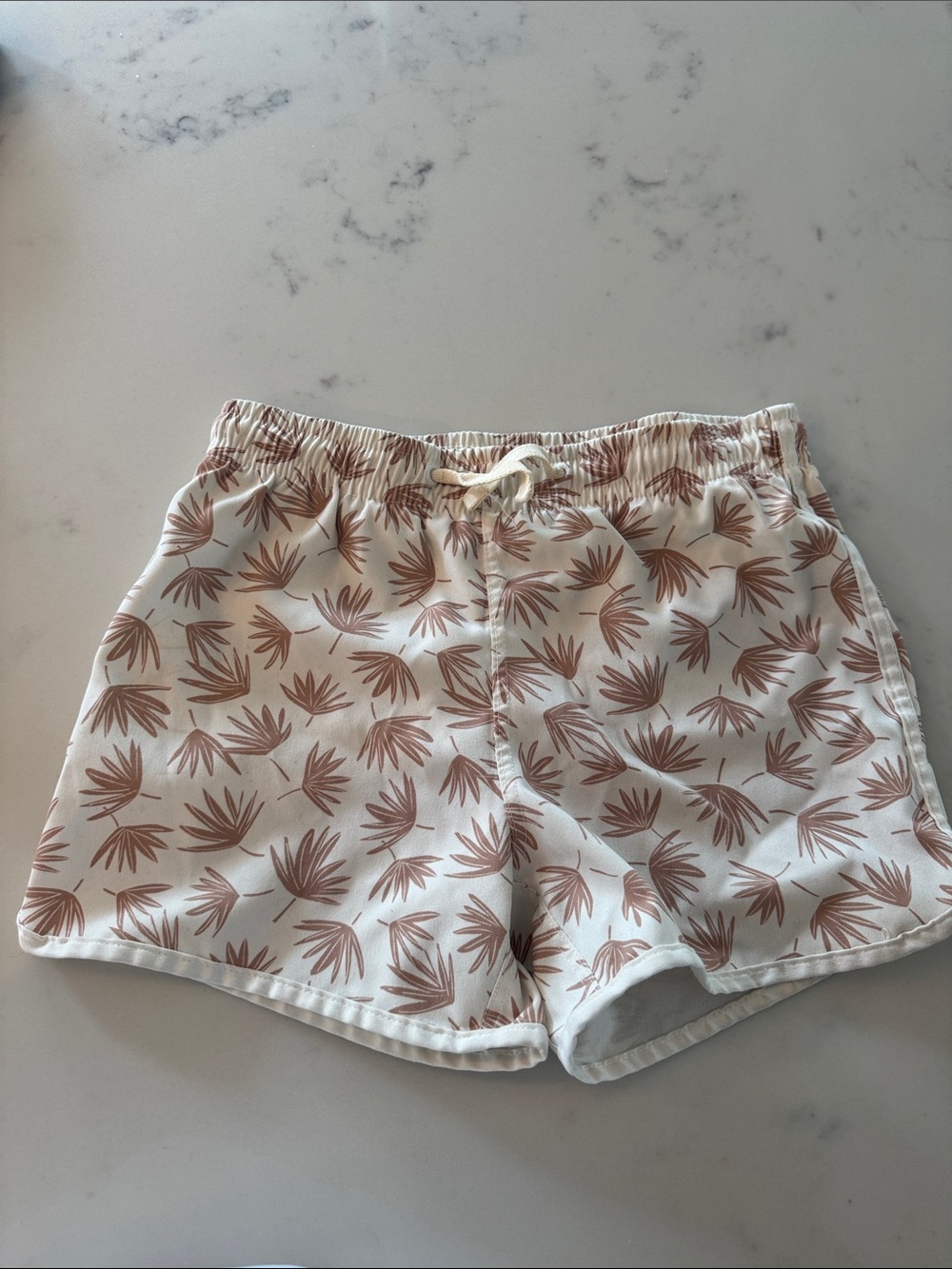Rylee + Cru Cream Swimsuit with Tan Palm Print